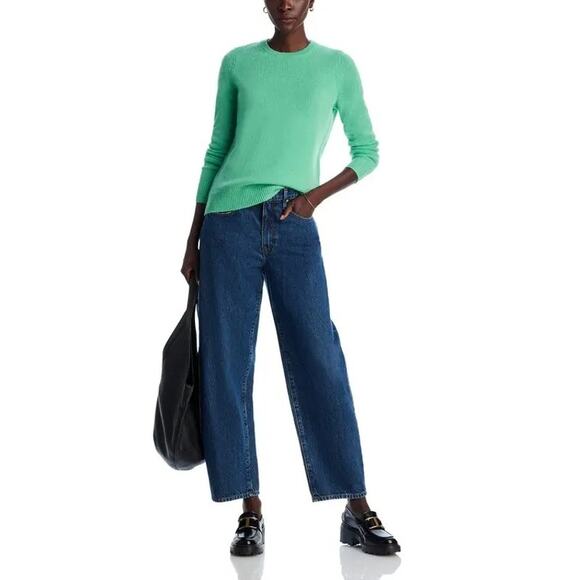 C by Bloomingdale's Women Fern Green Cashmere Knit Crewneck Sweater Size M - Picture 3 of 6